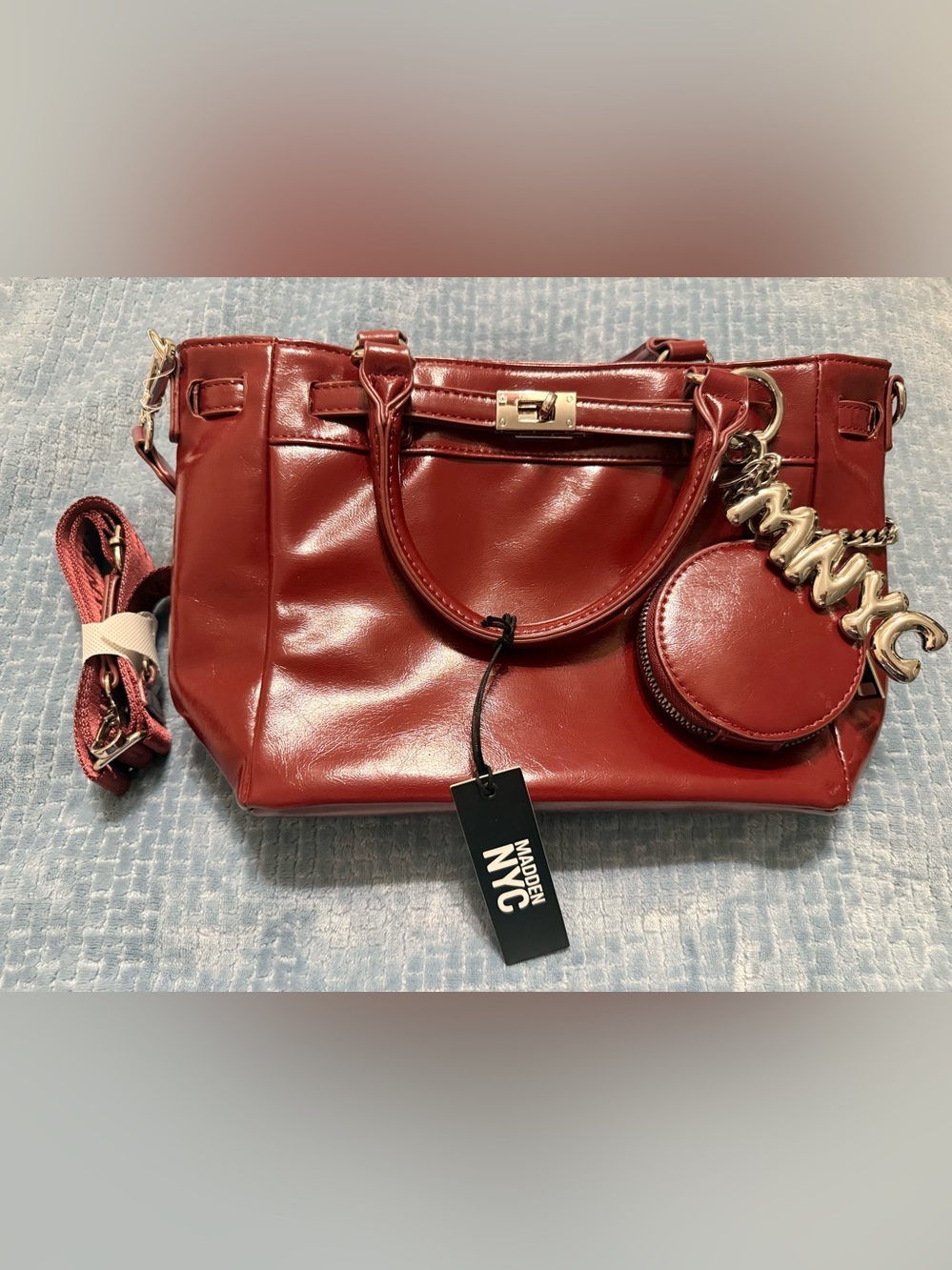 Madden NYC top handle Women's Burgundy Satchel Handbag New